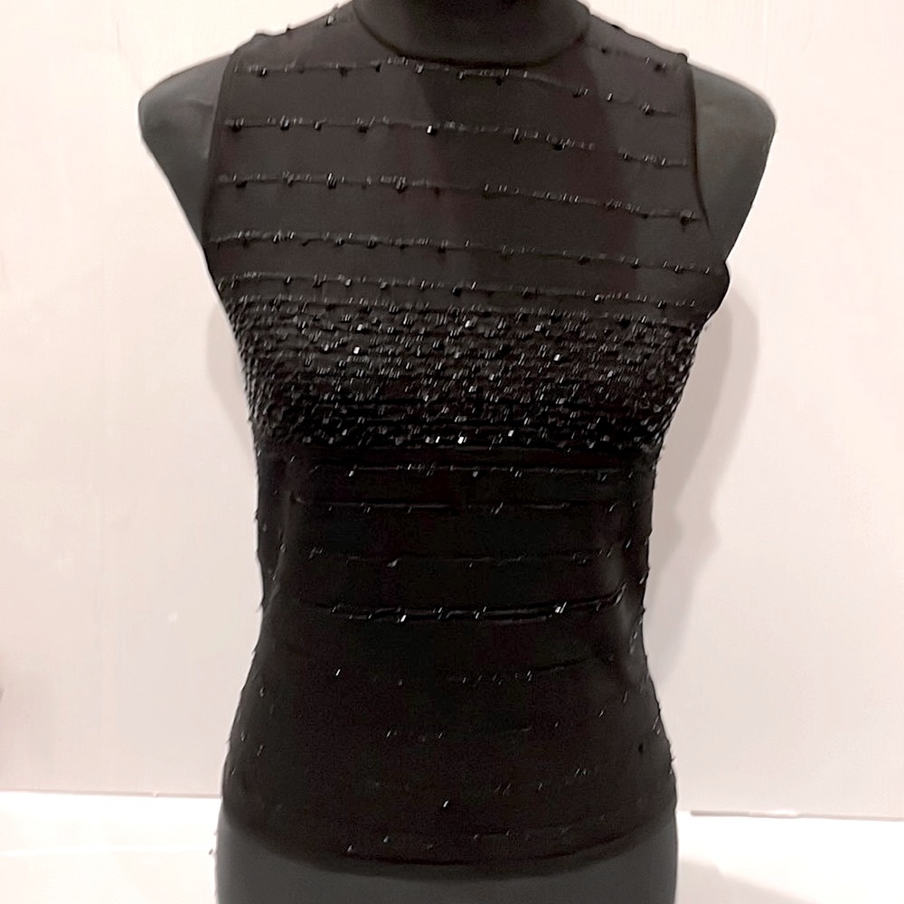 RuBY CHO Womens Mock Neck Sleevless Beaded Sweater / Cocktail  women size Small